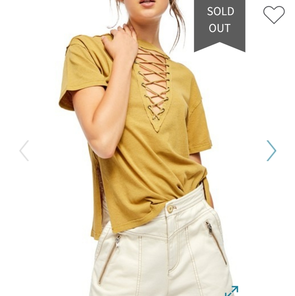 Free People Azaela Lace Up Tee S NWT - Picture 4 of 9